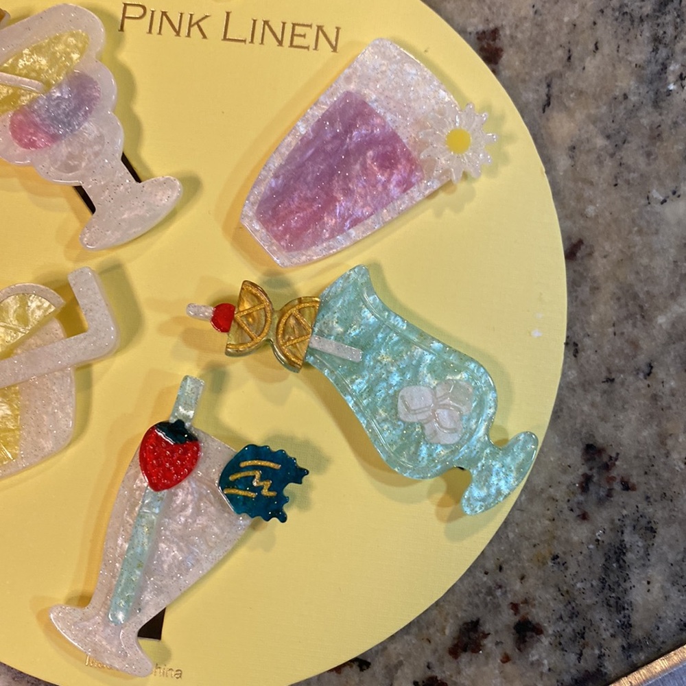 Pink Linen Hair Clips - Picture 4 of 4